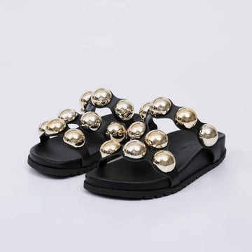 Akira - Papete Feminina Anatômica de Bico Redondo Aplicação Preto