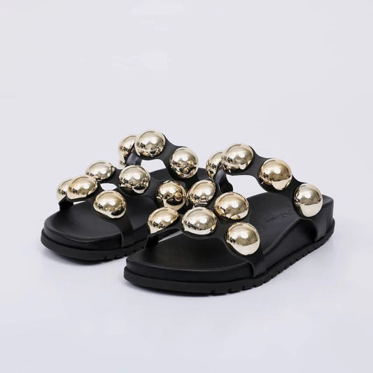 Akira - Papete Feminina Anatômica de Bico Redondo Aplicação Preto