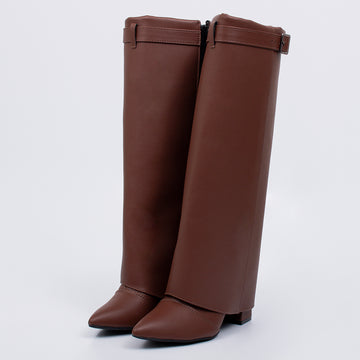 Jade - Bota Feminina Cano Médio Dobrada Marrom