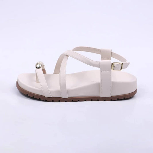 Milan - Sandália Papete Feminina Anatômica Com Aplicação Off-White