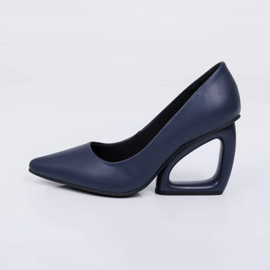 Dara - Scarpin Feminino Salto Geométrico Bico Azul
