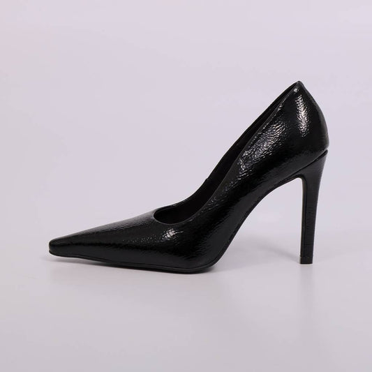 Lua – Scarpin Feminino Salto Fino Bico Fino Verniz Preto