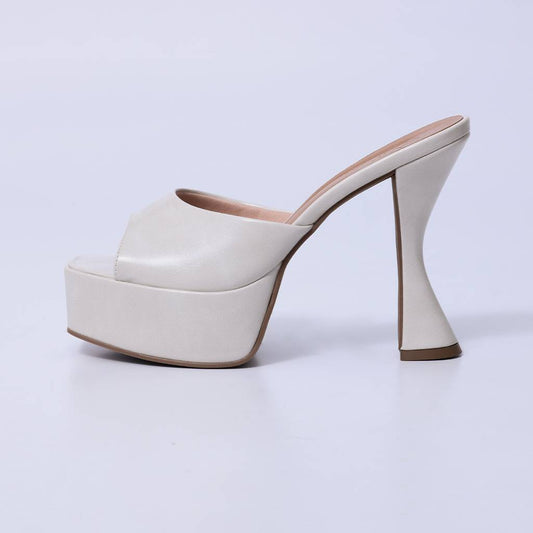 Isabel – Tamanco Feminino Plataforma Salto Geométrico Off White