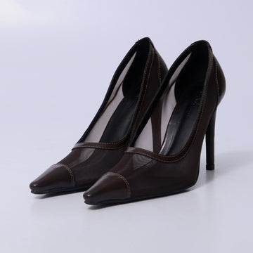 Ana – Scarpin Feminino Bico Fino Salto Fino Marrom Escuro