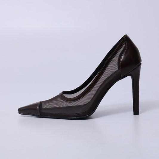 Ana – Scarpin Feminino Bico Fino Salto Fino Marrom Escuro