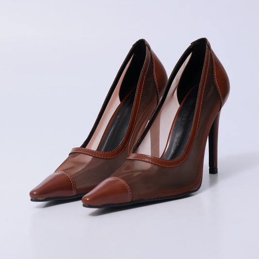 Ana – Scarpin Feminino Bico Fino Salto Fino Caramelo