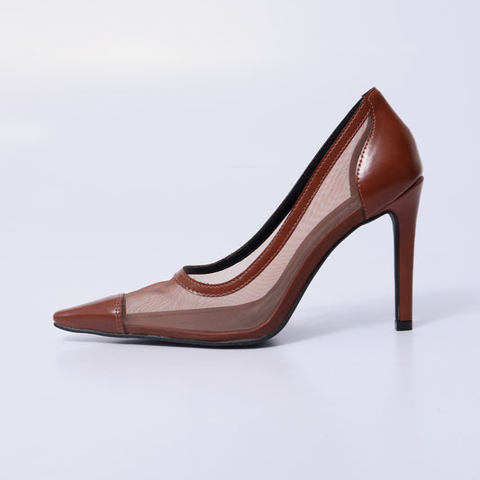 Ana – Scarpin Feminino Bico Fino Salto Fino Caramelo