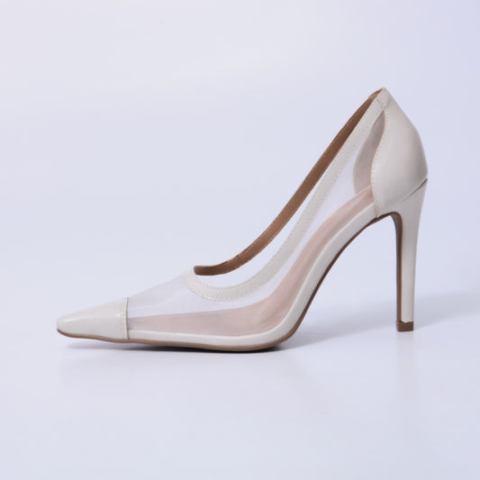 Ana – Scarpin Feminino Bico Fino Salto Fino Off White