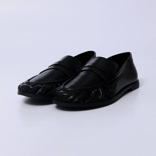 Filipa – Mocassim Feminino Bico Redondo Franzido Preto