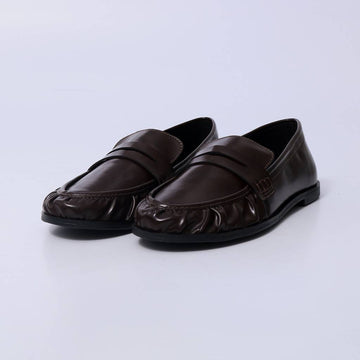 Filipa – Mocassim Feminino Bico Redondo Franzido Marrom Escuro