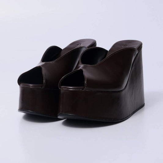 Isa – Tamanco Feminino Plataforma Anabela Peep Toe Rocha
