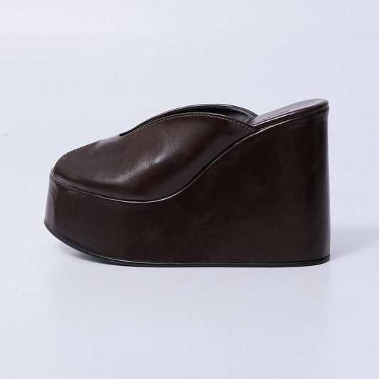 Isa – Tamanco Feminino Plataforma Anabela Peep Toe Rocha