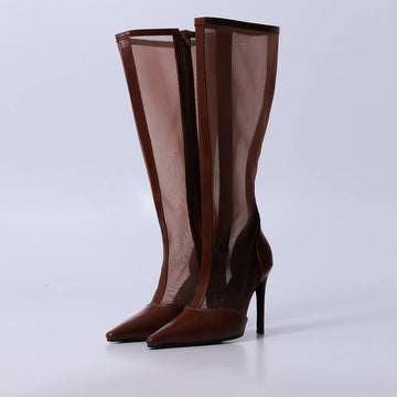 Jaque – Bota Feminina Cano Alto Bico Fino Salto Fino Caramelo