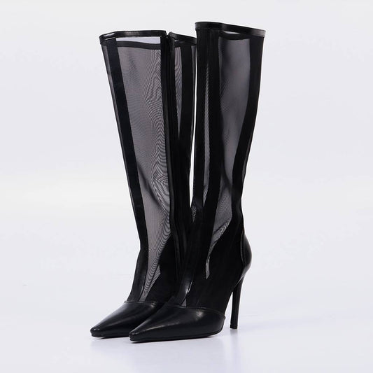 Jaque – Bota Feminina Cano Alto Bico Fino Salto Fino Preto