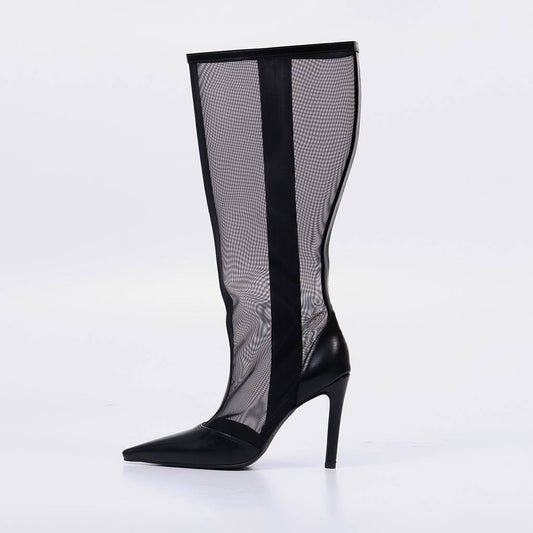 Jaque – Bota Feminina Cano Alto Bico Fino Salto Fino Preto