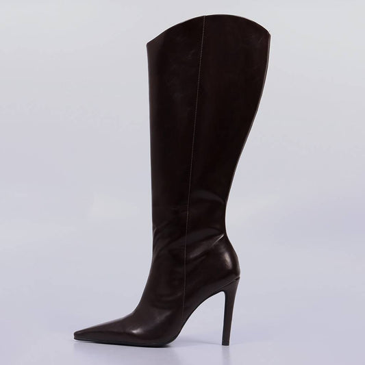 Paris – Bota Feminina Cano Alto Salto Fino Marrom Escuro