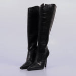 Paris – Bota Feminina Cano Alto Croco Salto Fino Preto