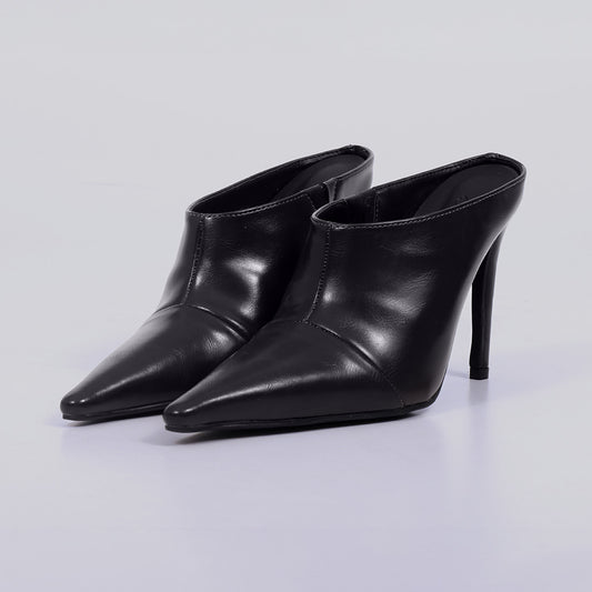 Cleo – Mule Feminino Bico Fino Salto Fino Preto