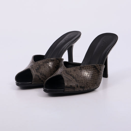 Nicole – Tamanco Feminino Salto Alto Animal Print Aberto Onix