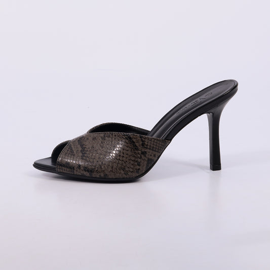 Nicole – Tamanco Feminino Salto Alto Animal Print Aberto Onix