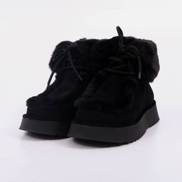Elen – Bota Feminina Plataforma Camurça Forro em Pelúcia Preto