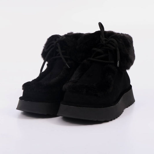 Elen – Bota Feminina Plataforma Camurça Forro em Pelúcia Preto