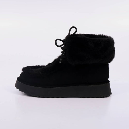 Elen – Bota Feminina Plataforma Camurça Forro em Pelúcia Preto