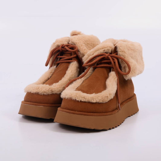 Elen – Bota Feminina Plataforma Camurça Forro em Pelúcia New Whisk