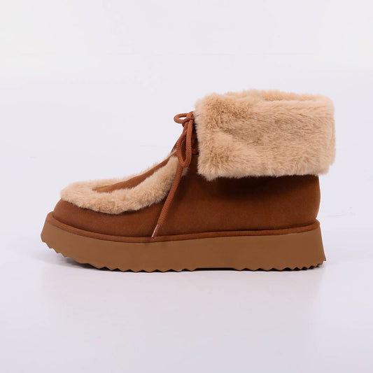 Elen – Bota Feminina Plataforma Camurça Forro em Pelúcia New Whisk