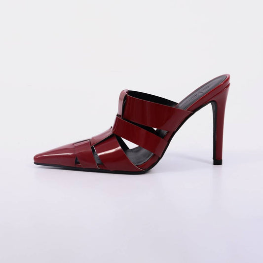 Ravena – Mule Feminino Salto Alto Verniz Tiras Malbec
