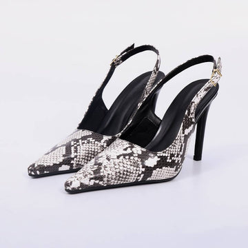 Bely – Scarpin Feminino Slingback Salto Alto Texturizado Branco