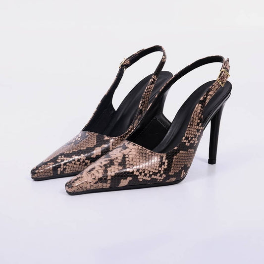 Bely – Scarpin Feminino Slingback Salto Alto Texturizado Nude
