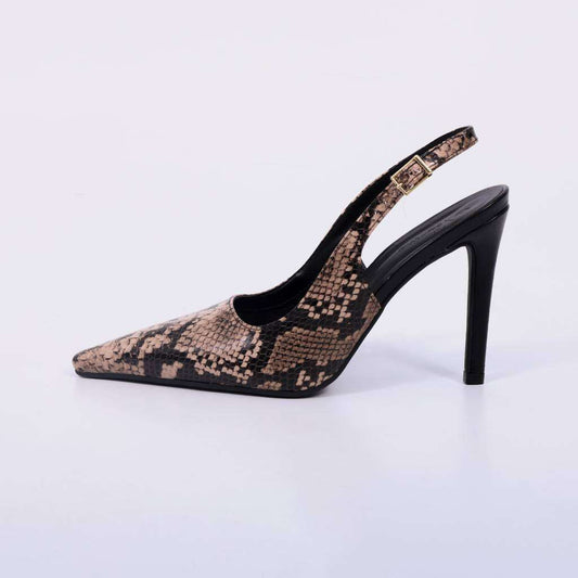 Bely – Scarpin Feminino Slingback Salto Alto Texturizado Nude