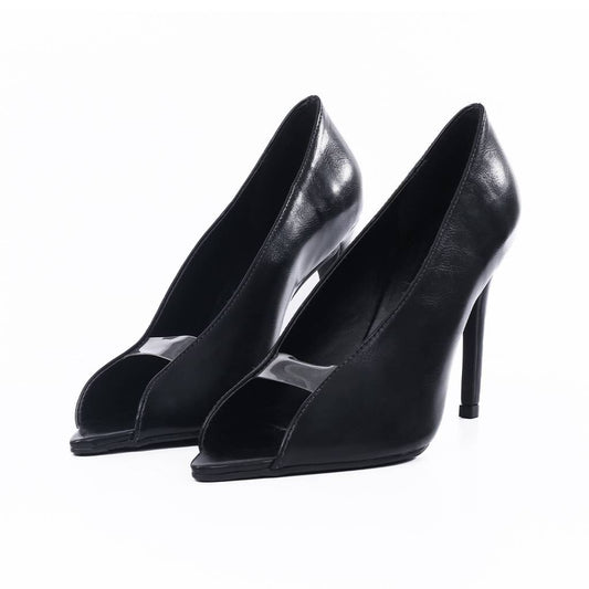 Pilar – Scarpin Feminino Salto Fino Bico Fino Aberto Preto