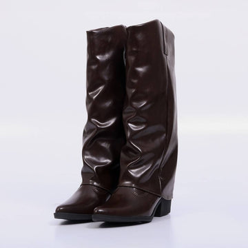Valen – Bota Feminina Dobrada Slouch Salto Grosso Rocha