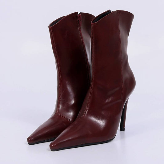 Gisele – Bota Feminina Cano Médio Salto Alto Vermelho