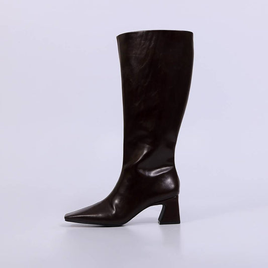 Siena – Bota Feminina Cano Alto Salto Geométrico Bico Quadra Rocha