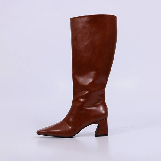 Siena – Bota Feminina Cano Alto Salto Geométrico Bico Quadrado New Whisk