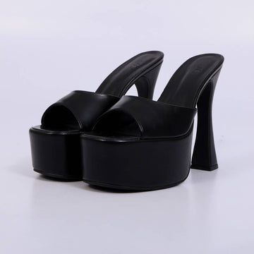 Liz – Tamanco Feminino Plataforma Salto Alto Meia Pata Preto