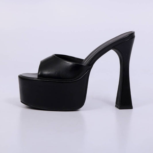 Liz – Tamanco Feminino Plataforma Salto Alto Meia Pata Preto