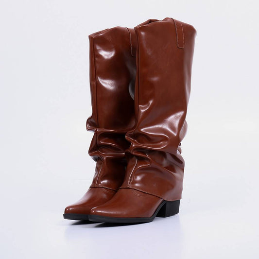 Valen – Bota Feminina Dobrada Slouch Salto Grosso New Whisk