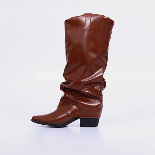 Valen – Bota Feminina Dobrada Slouch Salto Grosso New Whisk