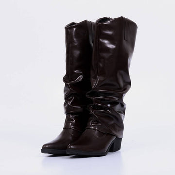 Valen – Bota Feminina Dobrada Slouch Salto Grosso Rocha