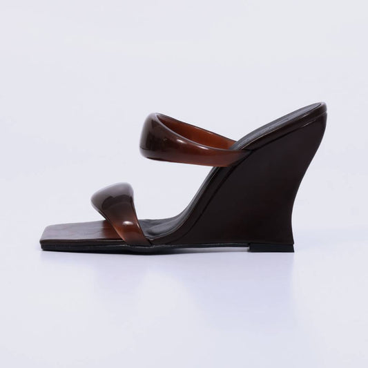 Raquel – Tamanco Feminino Anabela com Tiras Transparente Rocha