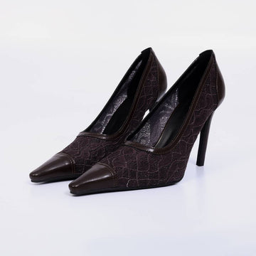Bel – Scarpin Feminino Salto Fino Bico Fino Tela Rendada Rocha