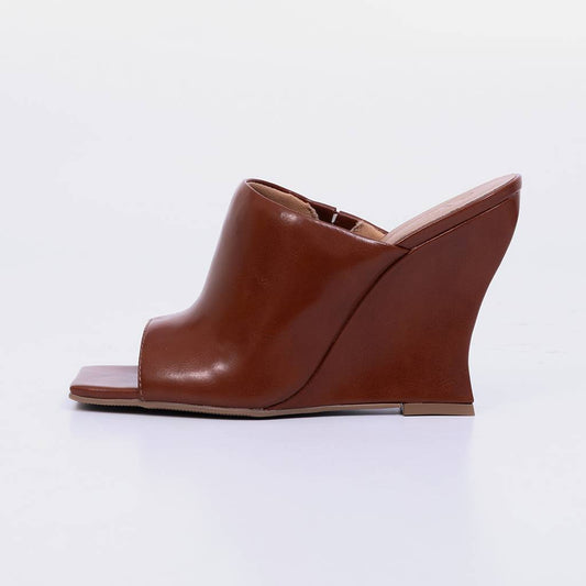 Moca – Tamanco Feminino Anabela Peep Toe Bico Quadrado New Whisk