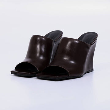 Moca – Tamanco Feminino Anabela Peep Toe Bico Quadrado Rocha