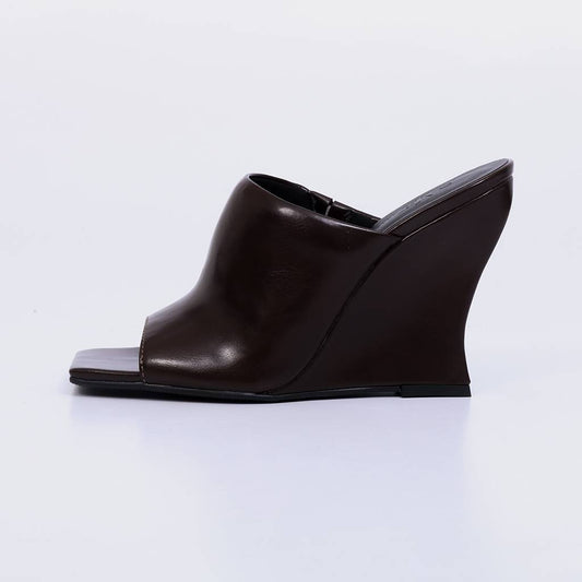 Moca – Tamanco Feminino Anabela Peep Toe Bico Quadrado Rocha