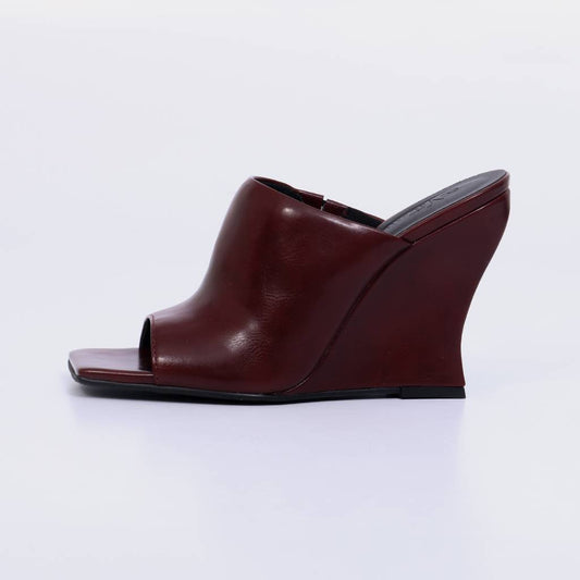 Moca – Tamanco Feminino Anabela Peep Toe Bico Quadrado Hibisco
