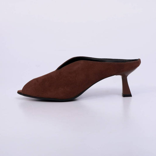 Lana – Mule Feminino Peep Toe com Salto Fino Terra
